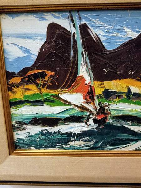 Paul Henrie California Modernist Marine Signed Impressionist Oil On Canvas