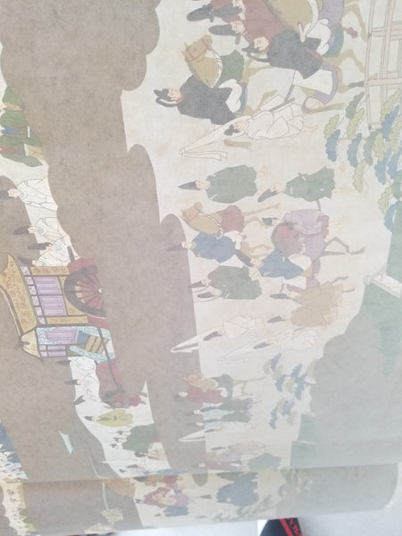 Panoramic View Landscape Art Of Japan On Gold Paper