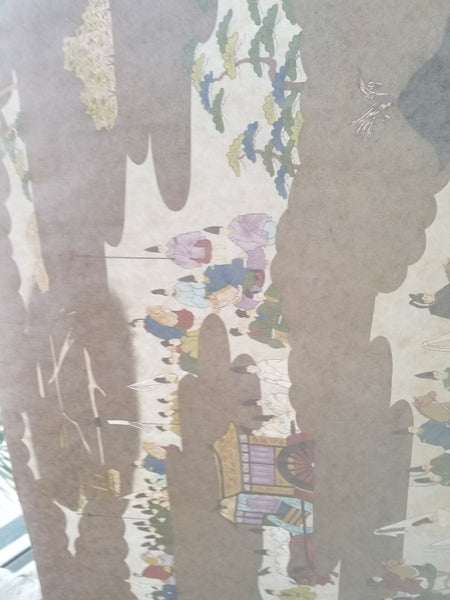 Panoramic View Landscape Art Of Japan On Gold Paper