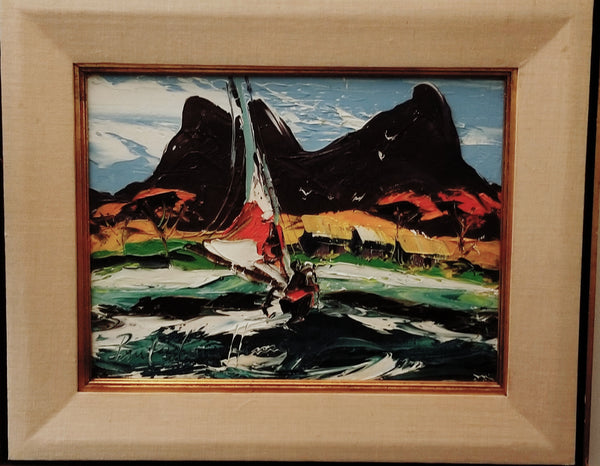 Paul Henrie California Modernist Marine Signed Impressionist Oil On Canvas