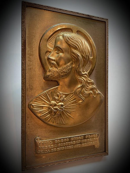 Bronze Plaque Scripted Religious Ormolu Portrait