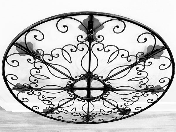 Modern Mirrored Round Metal Decorative Black Etching