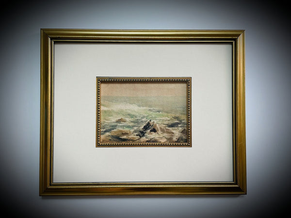 Oceanview Impressionist Signed Watercolor Gouache On Paper