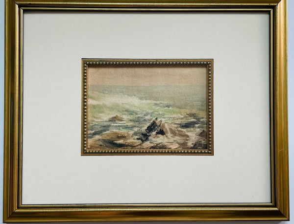 Ocean View Impressionist Signed Watercolor Gouache On Paper