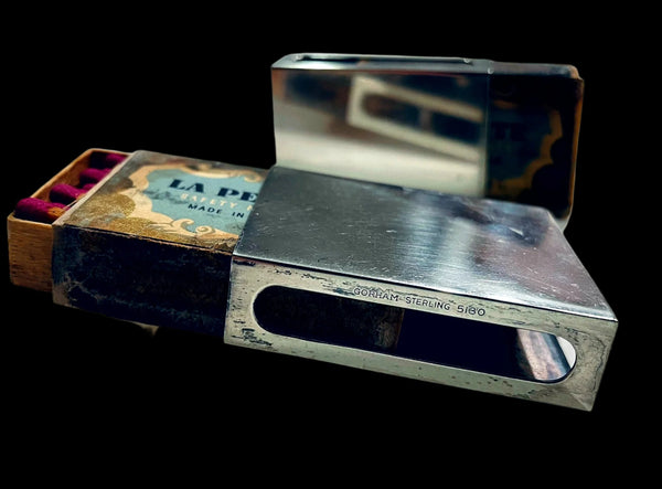 Gorham Sterling Match Box Holders Safety Cover Marked