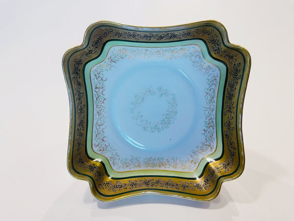 Limoges Coronet France Porcelain Floral Gilding Square Curved Bowl