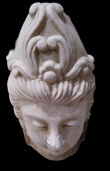 Asian Stone Carved Buddha Head Sculpture Stamp Marked
