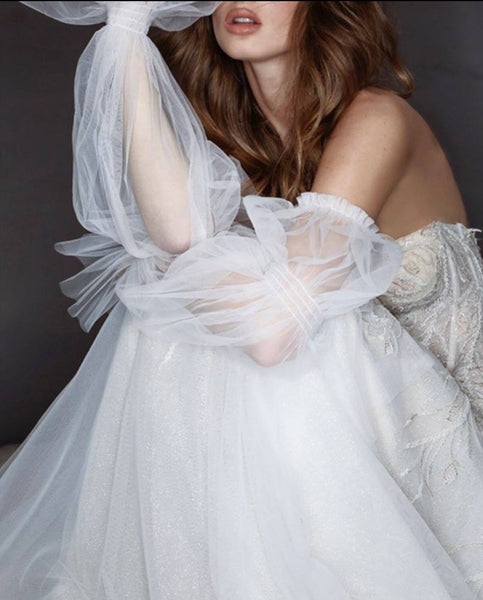 Riki Dalal Bridal Gown Designed Beaded Pearl Applique Long Train