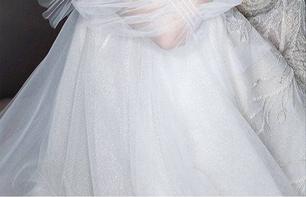 Riki Dalal Bridal Gown Beaded Pearl Applique Long Train
