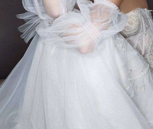 Riki Dalal Bridal Gown Beaded Pearl Applique Long Train