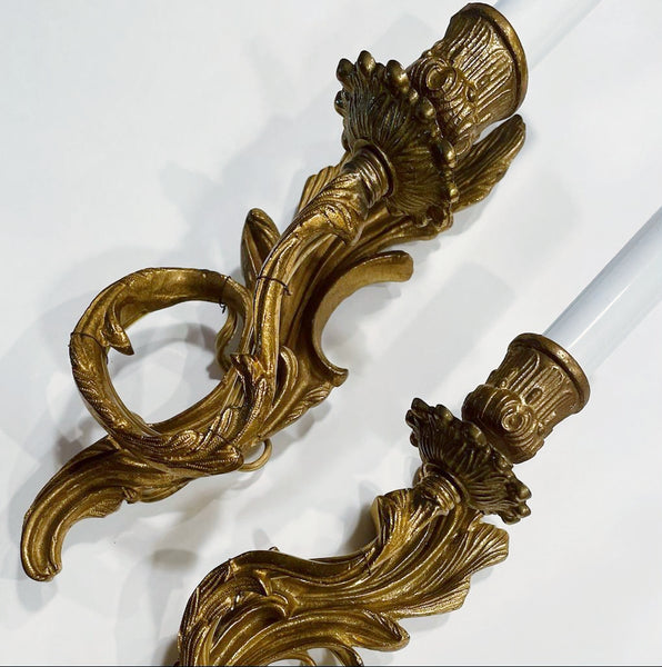 Pair of Art Deco Single Arm Candle Lights Bronze Wall Sconces