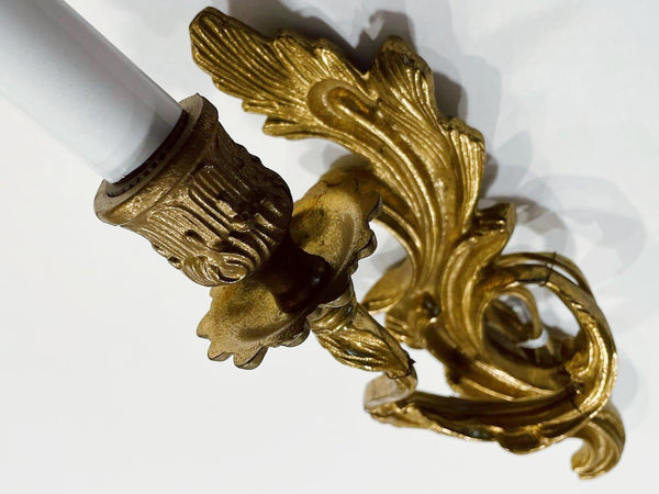Pair of Art Deco Single Arm Candle Lights Bronze Wall Sconces