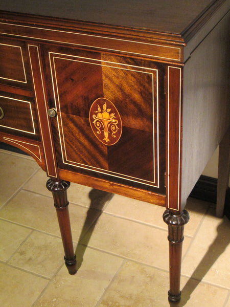 Federal Mahogany Sideboard Inlaid Ebonized Lines Fruit Marquetry - Designer Unique Finds 
 - 8