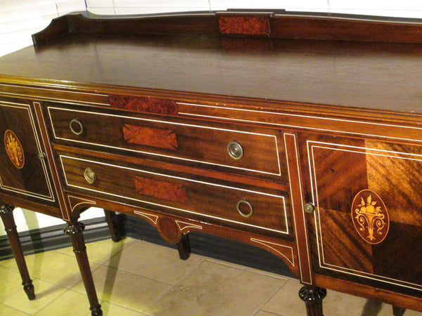 Federal Mahogany Sideboard Inlaid Ebonized Lines Fruit Marquetry - Designer Unique Finds 
 - 1