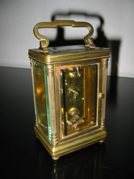 Cambridge France Carriage Winding Clock Brass Case Beveled Glass - Designer Unique Finds 
 - 4