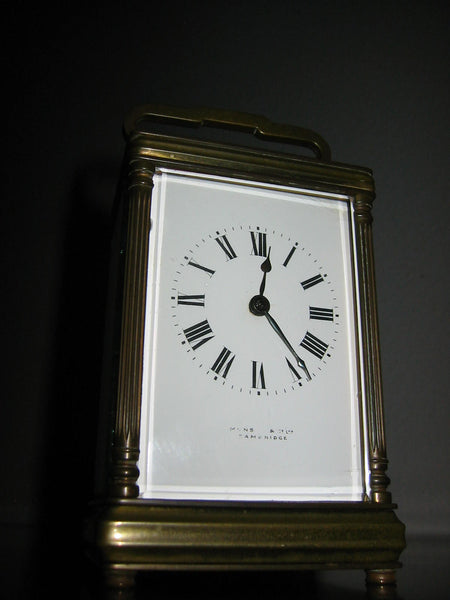 Cambridge France Carriage Winding Clock Brass Case Beveled Glass - Designer Unique Finds 
 - 7
