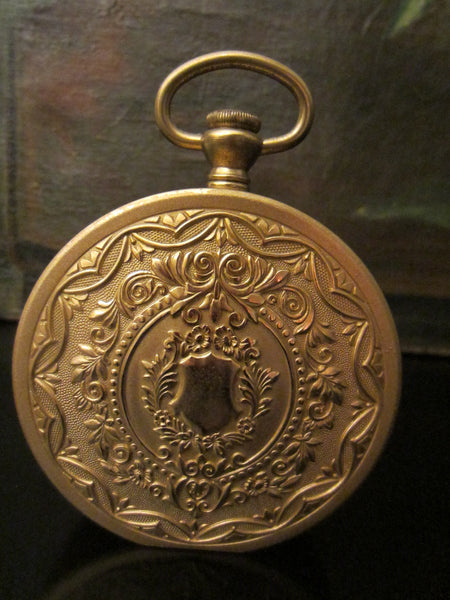 Bulova Japan Ormolu Pendant Clock Crested Medallion Cover - Designer Unique Finds 
 - 2