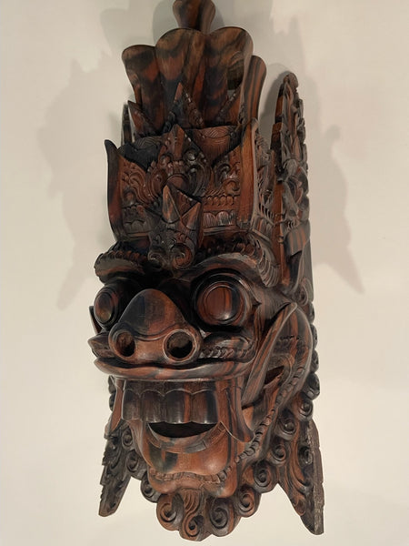 Folk Art Monumental Carved Ceremonial Mask Sculpture