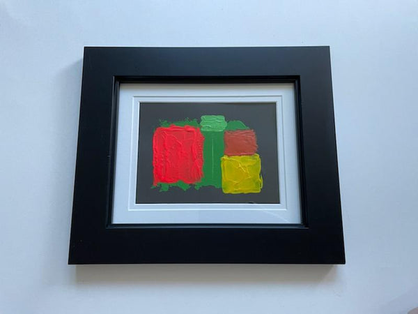 Abstract Oil On Paper Contemporary Signed Gouache Painting