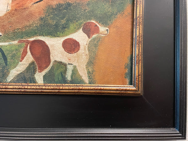 Impressionist Landscape Painting Two Dogs Oil On Board