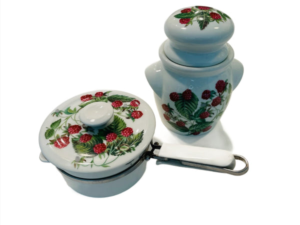 Porcelain De Paris Decor Les Fruits Sauvages Jars Aluminite Frugier Limoges France Kitchen Set