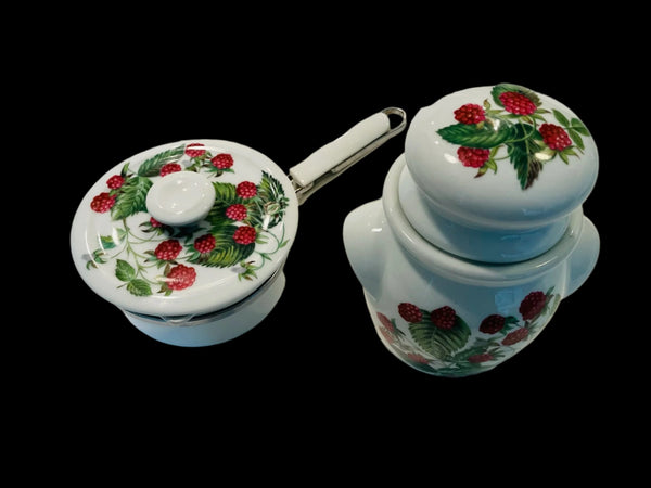 Porcelain De Paris Decor Les Fruits Sauvages Jars Aluminite Frugier Limoges France Kitchen Set