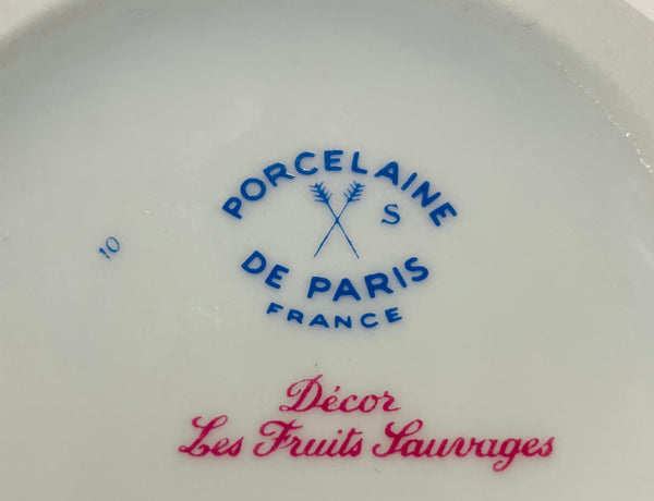 Porcelain De Paris Decor Les Fruits Sauvages Jars Aluminite Frugier Limoges France Kitchen Set