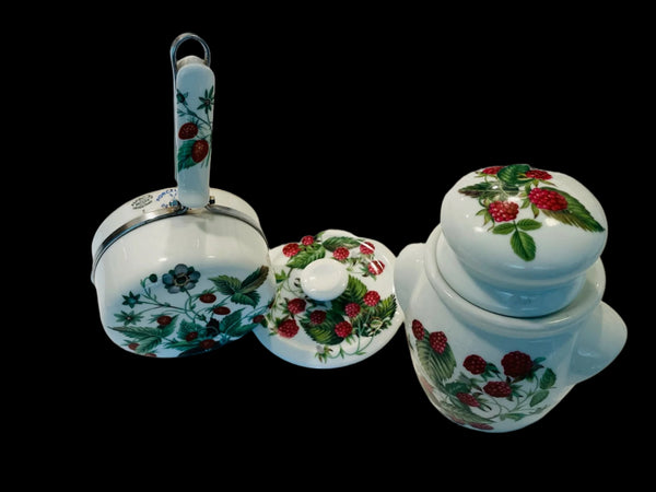 Porcelain De Paris Decor Les Fruits Sauvages Jars Aluminite Frugier Limoges France Kitchen Set