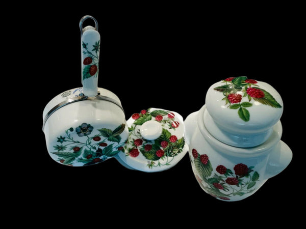 Porcelain De Paris Decor Les Fruits Sauvages Jars Aluminite Frugier Limoges France Kitchen Set