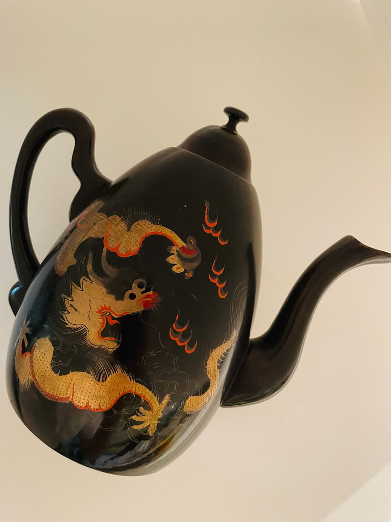 Shin Shao An Saeukee Foochow China Dragon Ware Black Lacquer Teapot –  Designer Unique Finds