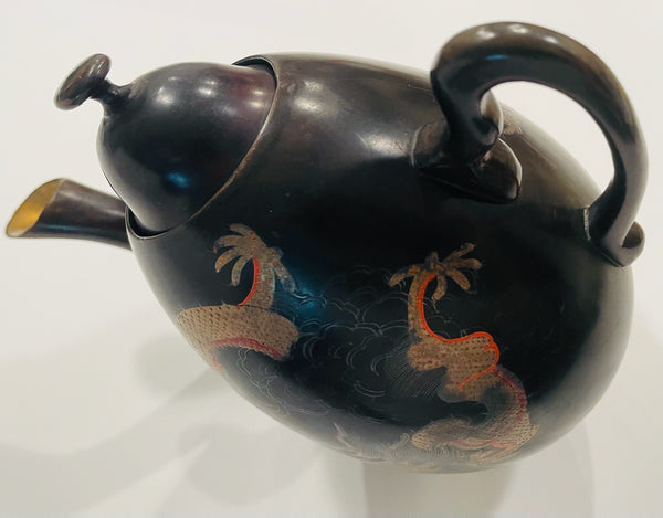 Shin Shao An Saeukee Foochow China Dragon Ware Black Lacquer Teapot