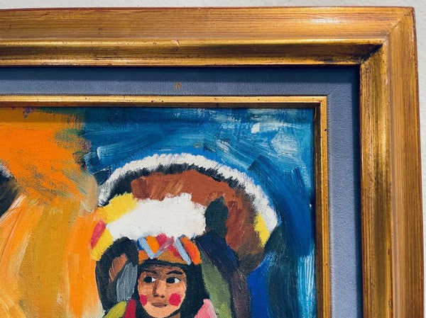 Patricia Cox Zuni Turkey Dancers Signed Oil On Canvas Board