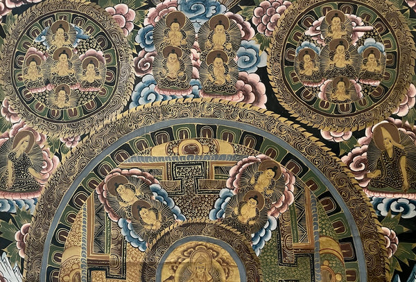Buddha Tangka Gouache On Paper Ceremonial Art