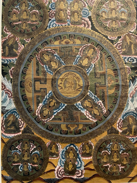 Buddha Tibetan Tangka Gouache On Paper Ceremonial Art