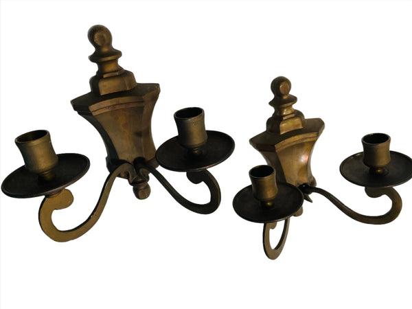 Italian Bronze Candle Sconce Paired Marked Made In Italy