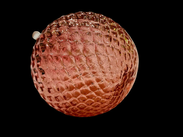Murano Glass Apple Pink Texture Gold Stem Leaf Paperweight