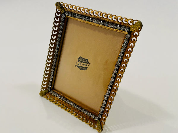 Columbia Gold Plated Decorated Crystals Picture Frame USA