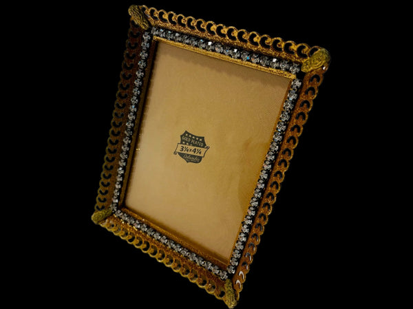 Columbia Gold Plated Decorated Crystals Picture Frame USA