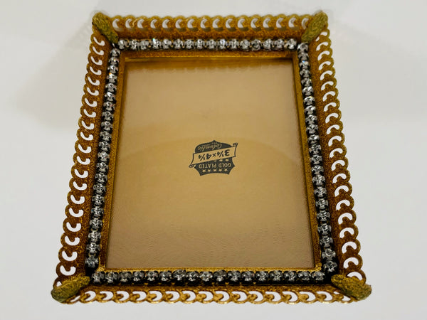 Columbia Gold Plated Decorated Crystals Picture Frame USA