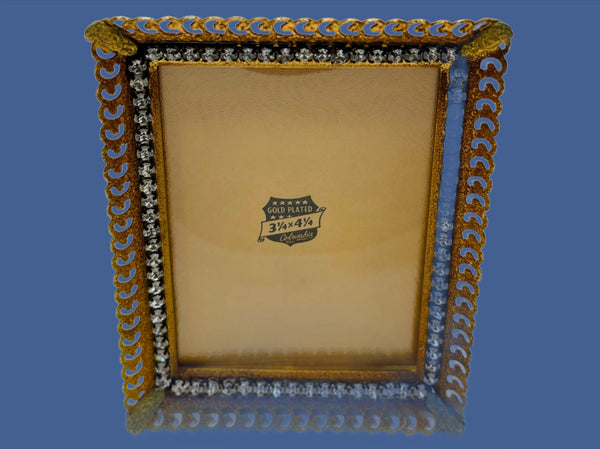 Columbia Gold Plated Decorated Crystals Picture Frame USA