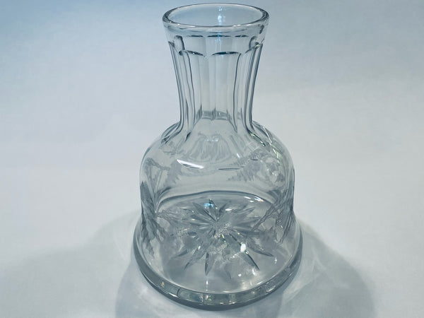 Antique Hand Cut Etched Glass Star Base Decanter Carafe