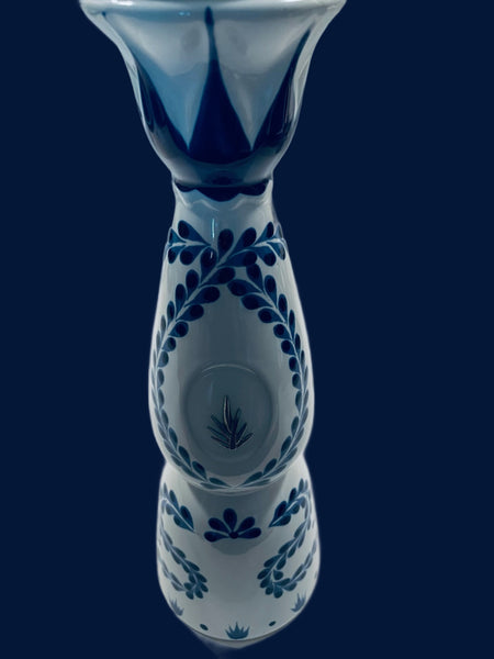 White Porcelain Bottle Cobalt Floral Empty Hand Decorated Decanter