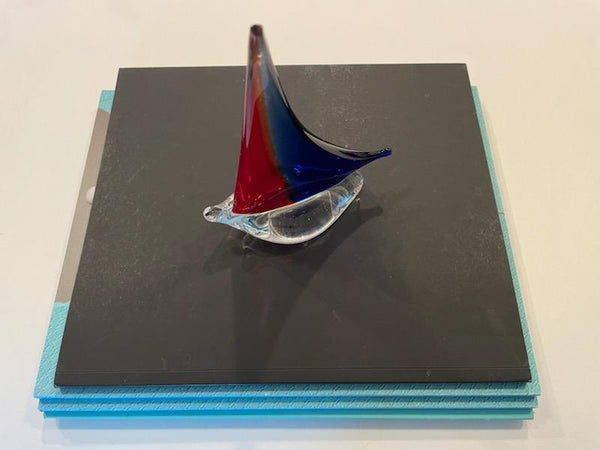 Mid Century Modern Glass Sailboat Paperweight