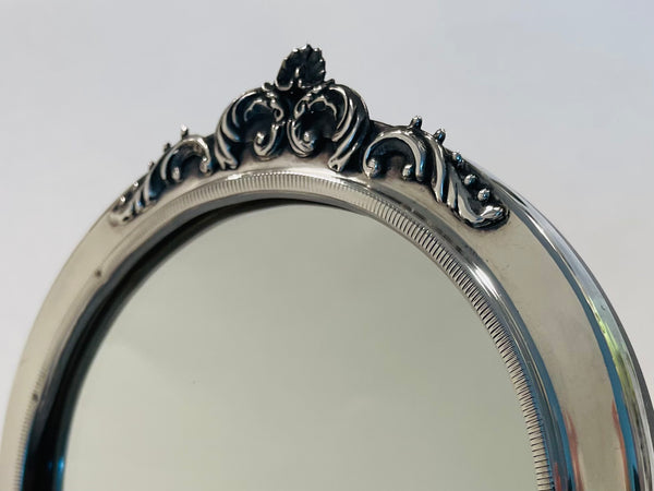 Art Deco Silver Crest Table Mirror Floral Self Stand Hallmarked