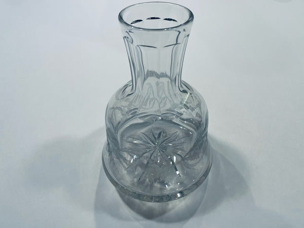Art Deco Hand Cut Etched Glass Star Base Decanter Carafe 