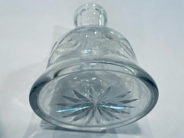 Antique Hand Cut Etched Glass Star Base Decanter Carafe