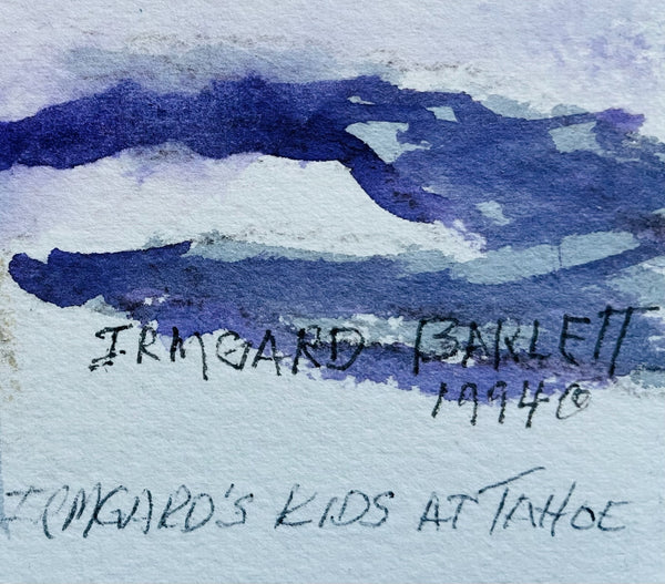 Irmgard Barlett Kids At Tahoe Signed Watercolor Gouache Dated 1994