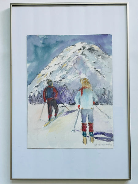 Irmgard Barlett Kids At Tahoe Signed Watercolor Gouache Dated 1994