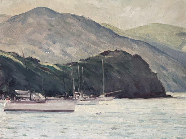 T Paddock Impressionist Nautical Coastal Seascape Signed Oil On Canvas