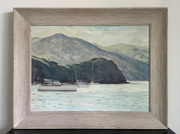 T Paddock Impressionist Nautical Coastal Seascape Signed Oil On Canvas 